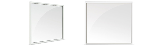 Fastkarmvindu i tre sett fra innsiden og utsiden